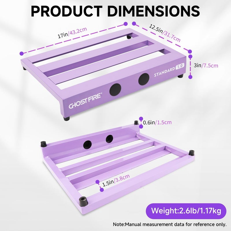GHOSTFIRE Ghost Fire Limited Edition Guitar Pedal Board Aluminum Alloy 2.6lb Effect Pedalboard 17"x12.5"x3 "with Carry Bag,New V series (V-STANDARD 1.0 PURPLE) - Image 2